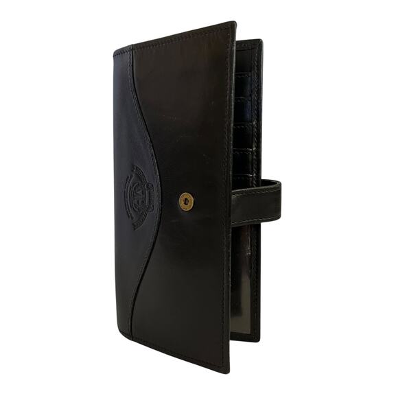 Vintage Ghurka Marley Hodgson MH Logo Black Leather Snap Tab Checkbook Wallet - Picture 8 of 9